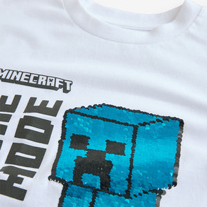 White/Green Minecraft Sequin T-Shirt