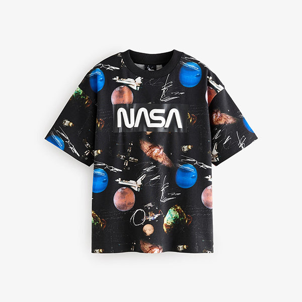 Black Ground Licensed NASA Planet 100% Cotton T-Shirt