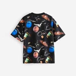 Black Ground Licensed NASA Planet 100% Cotton T-Shirt