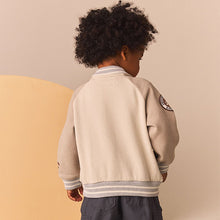 Load image into Gallery viewer, Stone/Grey Letterman Jacket (3mths-5yrs)

