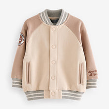 Load image into Gallery viewer, Stone/Grey Letterman Jacket (3mths-5yrs)
