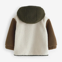 Load image into Gallery viewer, Ecru/Green Fleece Hooded Jacket (3mths-6yrs)
