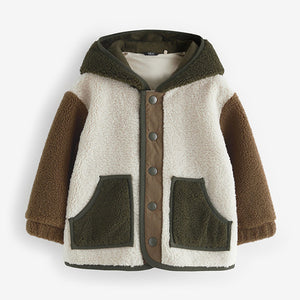 Ecru/Green Fleece Hooded Jacket (3mths-6yrs)