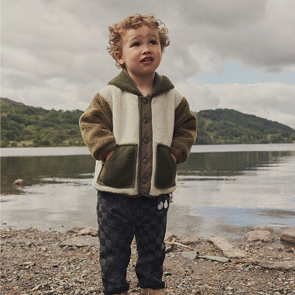 Ecru/Green Fleece Hooded Jacket (3mths-6yrs)
