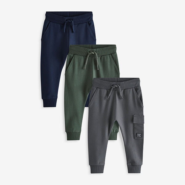 Blue/Dark Green/Charcoal Grey Super Skinny Utility Joggers 3 Pack