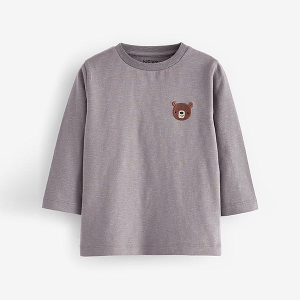 Grey Bear 100% Cotton Long Sleeves Semi Plain T-Shirt (3mths-6yrs)