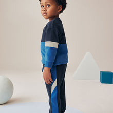 Load image into Gallery viewer, Blue 100% Cotton Long Sleeve Soft Touch T-Shirt and Joggers Set (3mths-6yrs)
