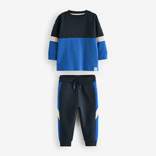 Load image into Gallery viewer, Blue 100% Cotton Long Sleeve Soft Touch T-Shirt and Joggers Set (3mths-6yrs)
