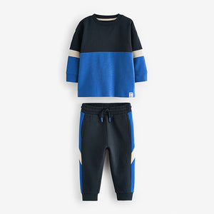 Blue 100% Cotton Long Sleeve Soft Touch T-Shirt and Joggers Set (3mths-6yrs)