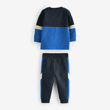Load image into Gallery viewer, Blue 100% Cotton Long Sleeve Soft Touch T-Shirt and Joggers Set (3mths-6yrs)
