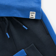 Load image into Gallery viewer, Blue 100% Cotton Long Sleeve Soft Touch T-Shirt and Joggers Set (3mths-6yrs)
