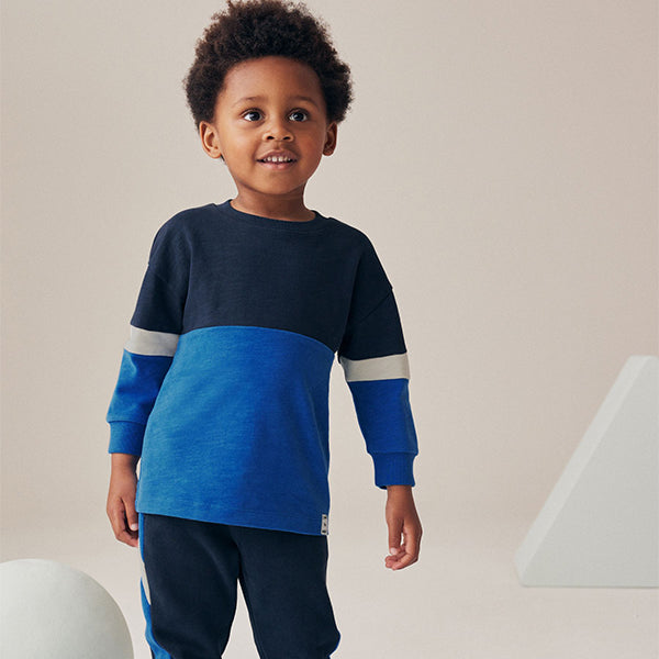 Blue 100% Cotton Long Sleeve Soft Touch T-Shirt and Joggers Set (3mths-6yrs)