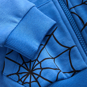 Blue/Red Spider-Man Zip Through 100% Cotton Hoodie (3mths-6yrs)