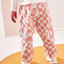 Load image into Gallery viewer, Pink/Cream Checkerboard 100% Cotton Trousers (3mths-6yrs)
