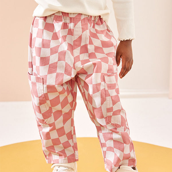 Pink/Cream Checkerboard 100% Cotton Trousers (3mths-6yrs)