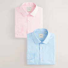 Load image into Gallery viewer, Pink/Blue Regular Fit Easy Care Long Sleeve Single Cuff Smart Shirts 2 Pack
