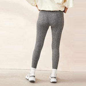 Grey Marl Ribbed Seamless High Waist Leggings