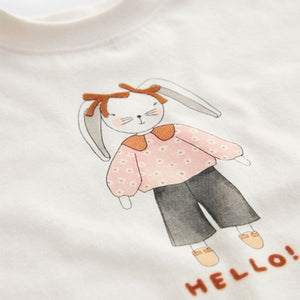 Cream Bunny Short Sleeve 100% Cotton T-Shirt