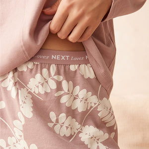 Pink Leaf 100% Cotton Long Sleeve Pyjamas