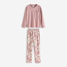 Load image into Gallery viewer, Pink Leaf 100% Cotton Long Sleeve Pyjamas
