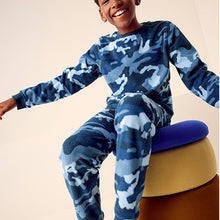 Load image into Gallery viewer, Navy Camouflage Single Soft Touch Fleece With Elastane (4-12yrs)
