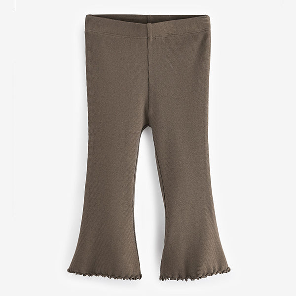 Khaki Green Rib Flare Leggings (3mths-6yrs)