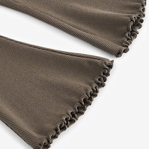 Khaki Green Rib Flare Leggings (3mths-6yrs)