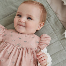 Load image into Gallery viewer, Pink Floral Baby Corduroy 100% Cotton Dungarees and Long Sleeve Bodysuit Set (0mths-18mths)
