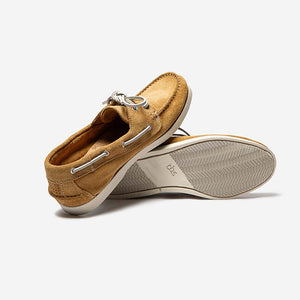 PHENIS Men's Boat Shoes Yellow Suede Leather