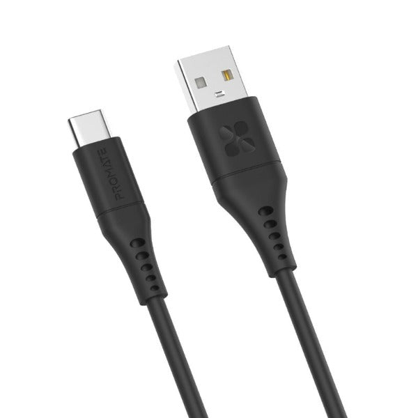 PROMATE Ultra-Fast USB-A to USB-C Soft Silicone cable 2m