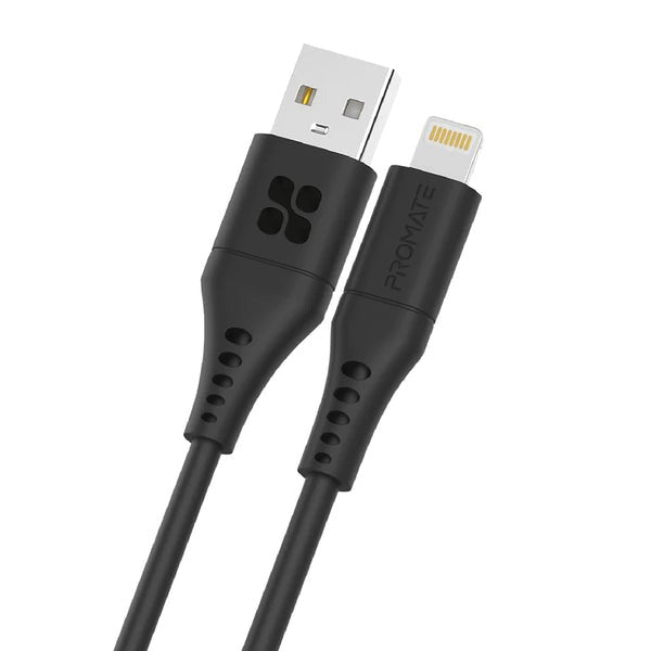 PROMATE Ultra-Fast USB-A to Lightning Soft Silicon cable 2m