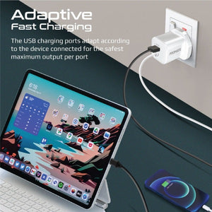 PROMATE 33W Super Speed Wall Charger with Quick Charge 3.0 & USB-C Power Delivery