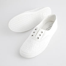 Load image into Gallery viewer, White Embroidered Forever Comfort® Laceless Canvas Slip-On Trainers
