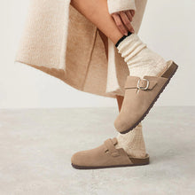 Load image into Gallery viewer, Neutral Standard/Wide Fit Forever Comfort® Leather Footbed Clogs
