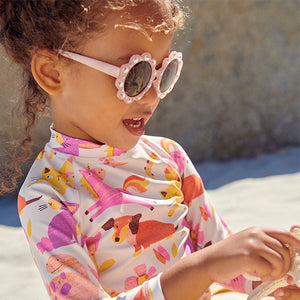 Peach Pink Flower Sunglasses