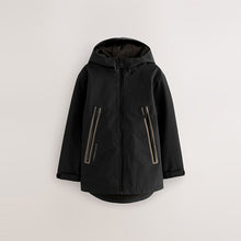 Load image into Gallery viewer, Black Waterproof Fleece Hooded Lined Jacket (3-12yrs)
