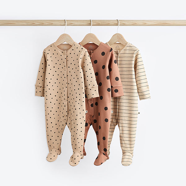 Neutral Baby 100% Cotton Sleepsuits 3 Pack (0mths-2yrs)