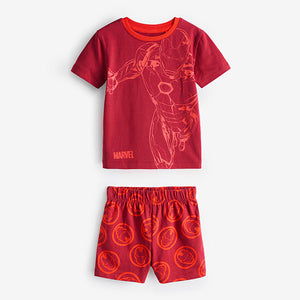 Red/Blue/Green Marvel 100% Cotton Short Pyjamas 3 Pack