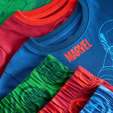 Load image into Gallery viewer, Red/Blue/Green Marvel 100% Cotton Short Pyjamas 3 Pack
