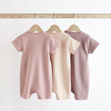 Load image into Gallery viewer, Pale Pink 3 Pack Two Way Zip Baby Romper (0mths-18mth)
