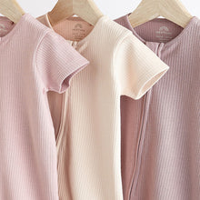 Load image into Gallery viewer, Pale Pink 3 Pack Two Way Zip Baby Romper (0mths-18mth)
