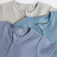 Load image into Gallery viewer, Blue Baby Two Way Zip 100% Cotton Rompers 3 Pack (0-18mth)
