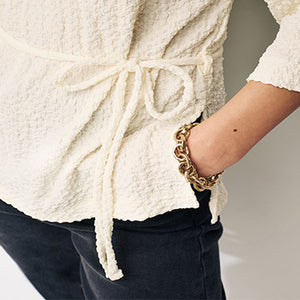 White Long Sleeve Textured Tunic