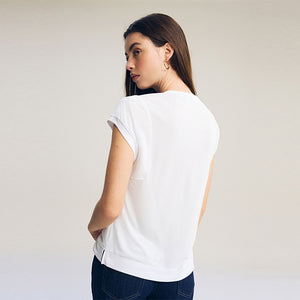 White Premium Modal Rich Short Sleeve Scoop Neck T-Shirt