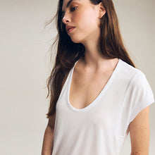 Load image into Gallery viewer, White Premium Modal Rich Short Sleeve Scoop Neck T-Shirt

