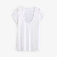 Load image into Gallery viewer, White Premium Modal Rich Short Sleeve Scoop Neck T-Shirt

