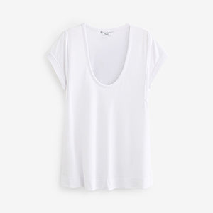 White Premium Modal Rich Short Sleeve Scoop Neck T-Shirt
