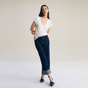 White Premium Modal Rich Short Sleeve Scoop Neck T-Shirt