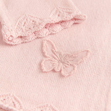 Load image into Gallery viewer, Butterfly Embroidered Pink Knitted Baby Cardigan

