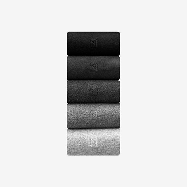 Grey Marl 5 Pack Embroidered Lasting Fresh Socks